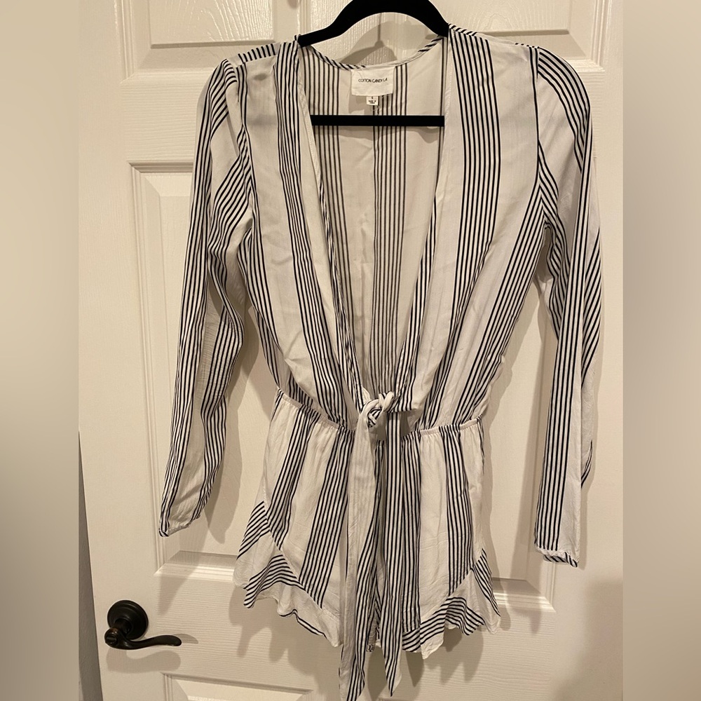 Cotton Candy LA Plunging Neckline Romper (Small)